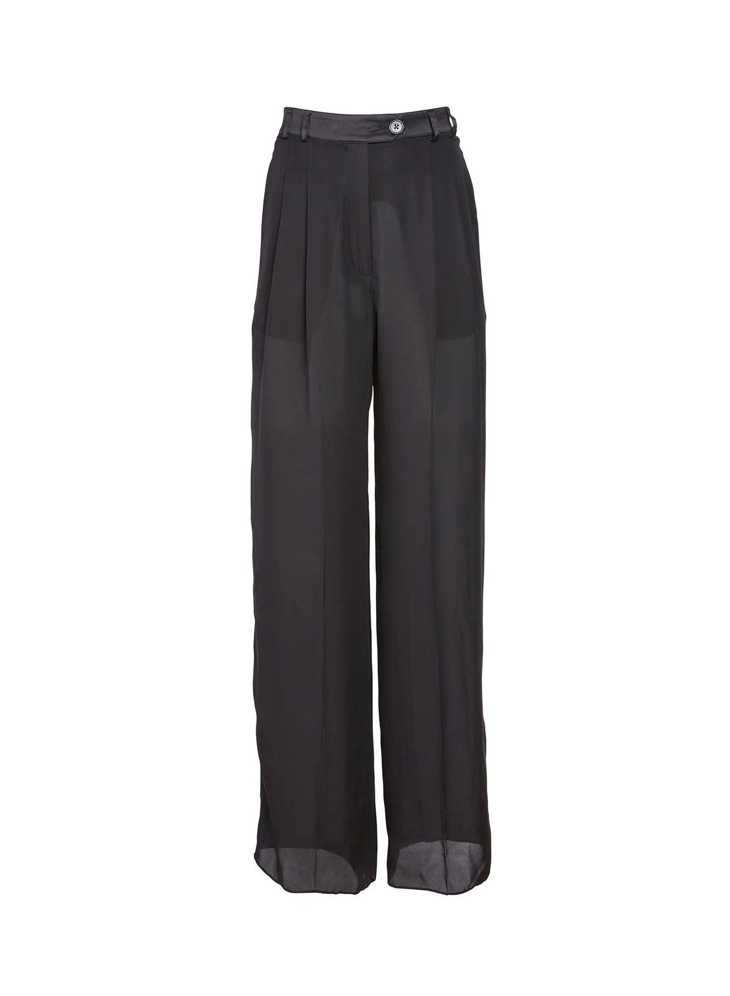 Fleur Du Mal Silk Georgette Wide Leg Pants Black