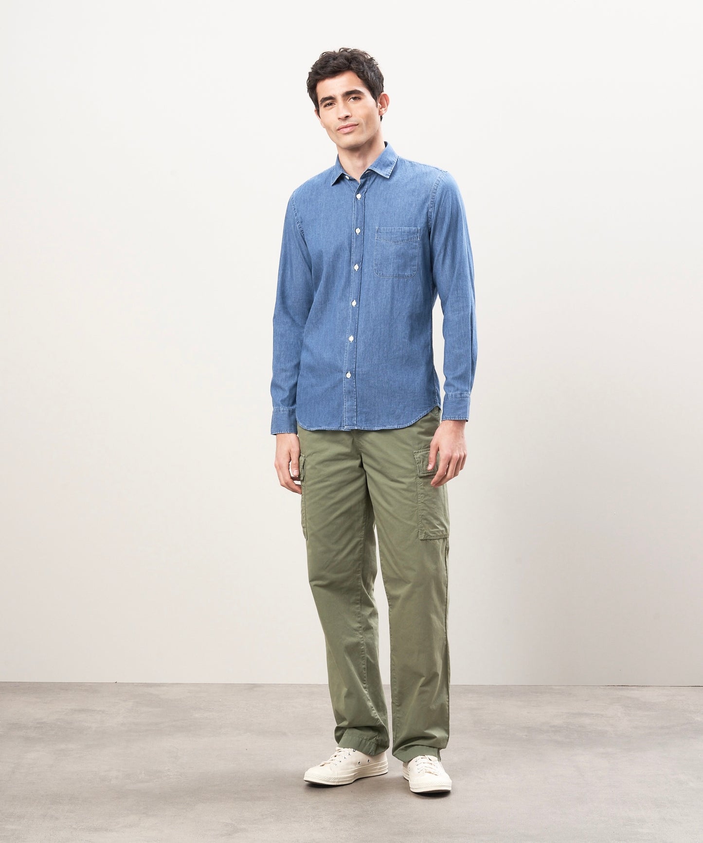 Hartford Pitt Men Woven Button Down Light Indigo