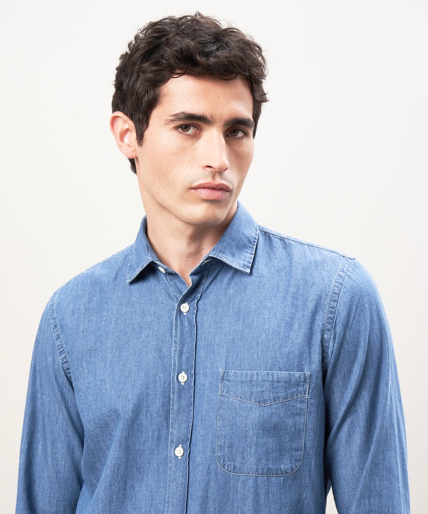 Hartford Pitt Men Woven Button Down Light Indigo
