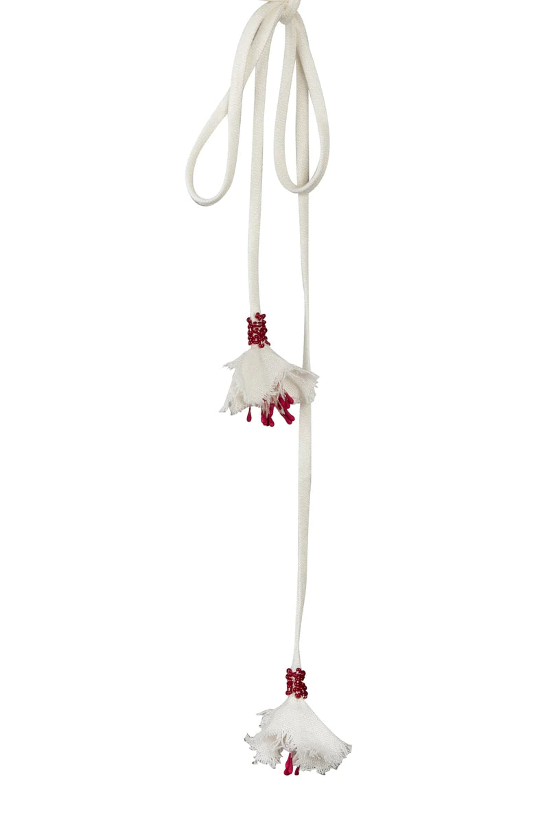 Rose Water House Carnation Crop Top Ivory/Red