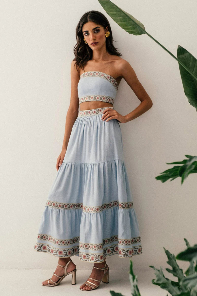 Rose Water House Carnation Skirt Blue/Pink