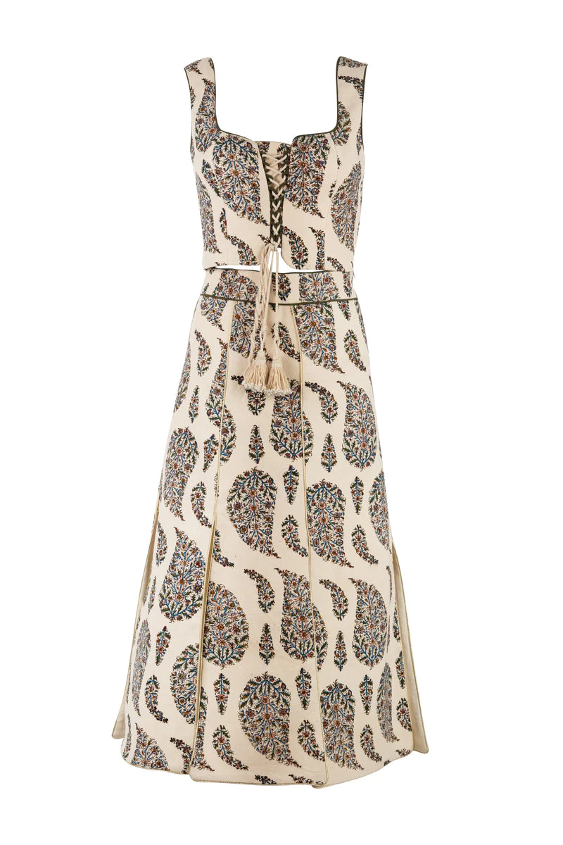 Rose Water House Shalimar Skirt Ghalamkar Print