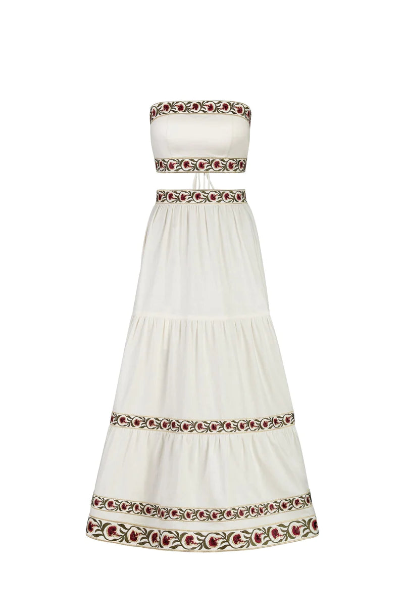 Rose Water House Carnation Crop Top Ivory/Red