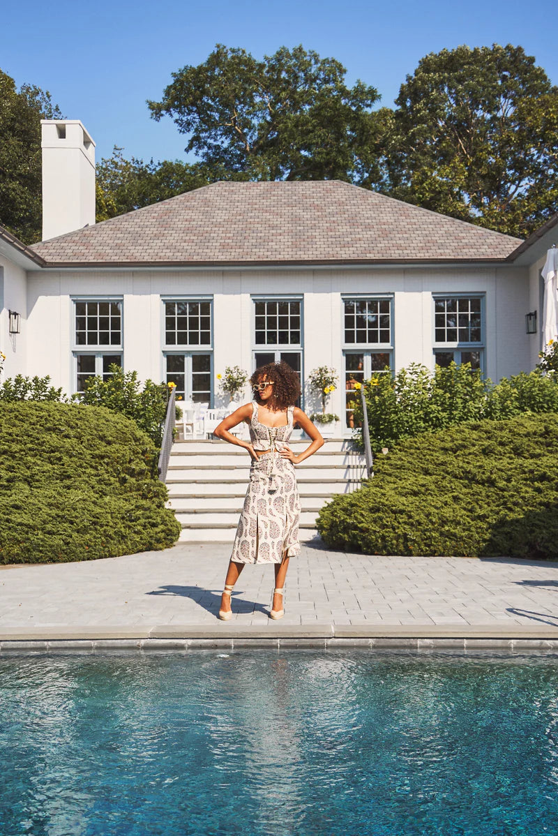 Rose Water House Shalimar Skirt Ghalamkar Print