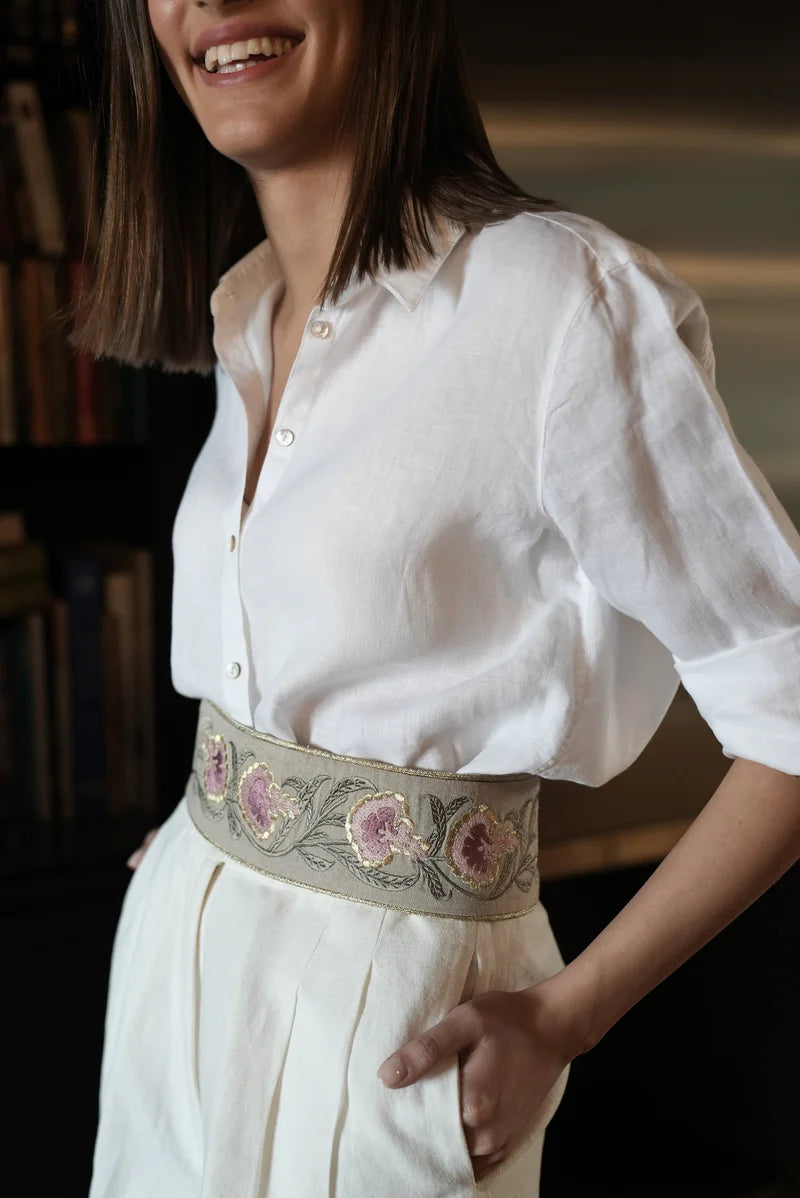 Rose Water House Carnation Belt Sand/Purple