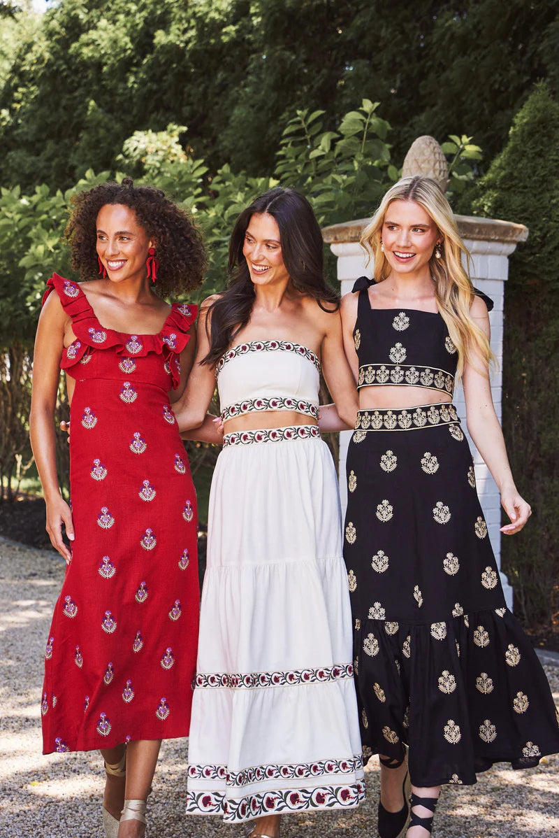 Rose Water House Carnation Crop Top Ivory/Red