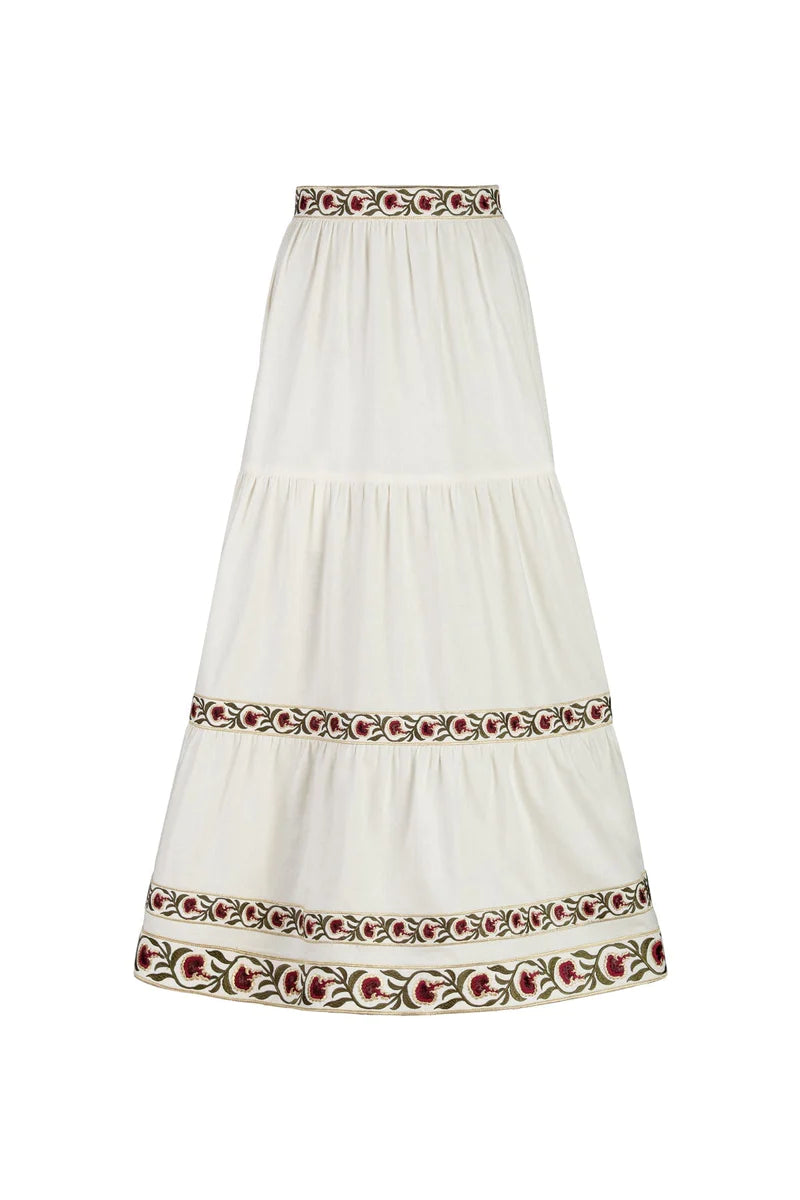 Rose Water House Carnation Skirt Ivory/Red