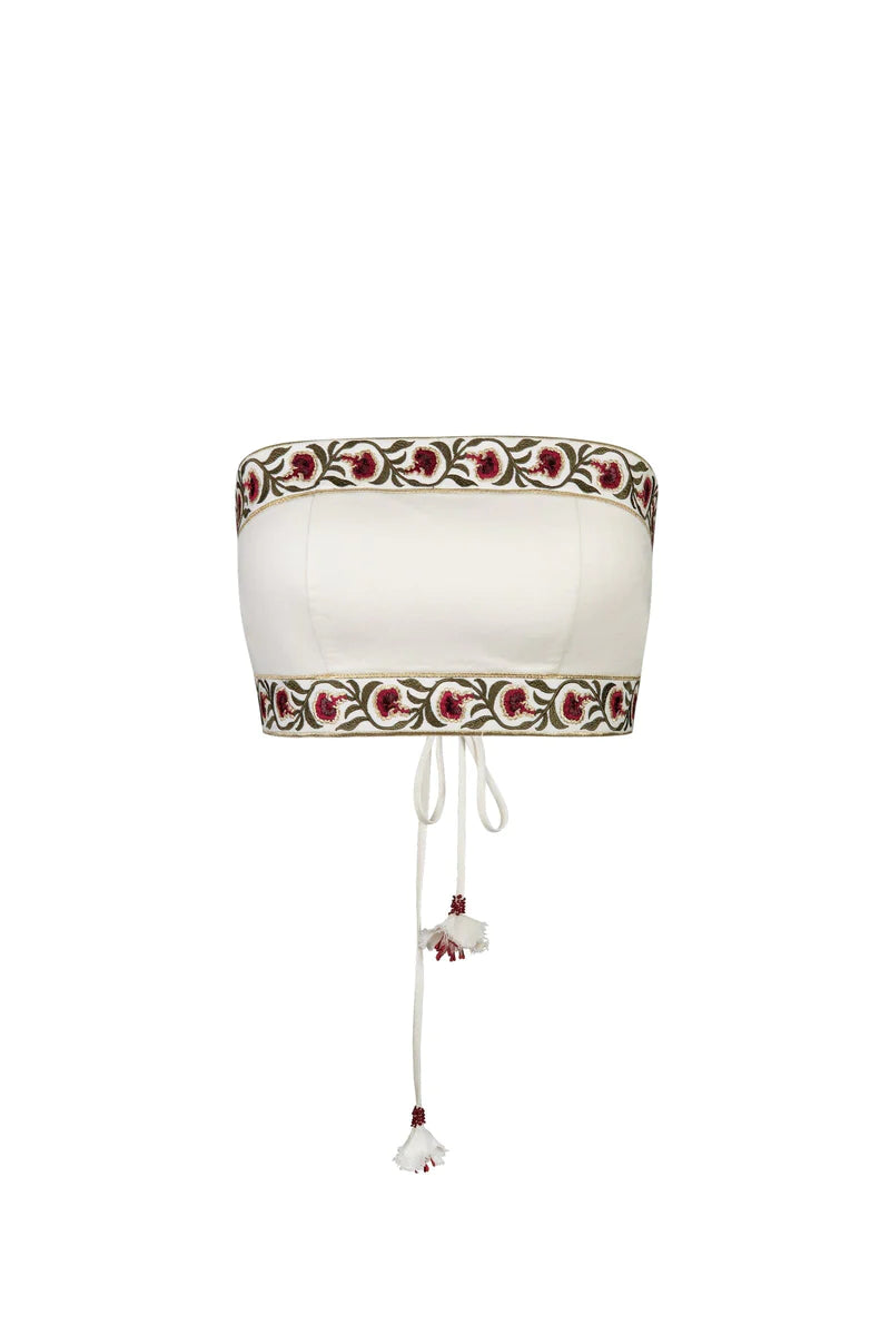 Rose Water House Carnation Crop Top Ivory/Red