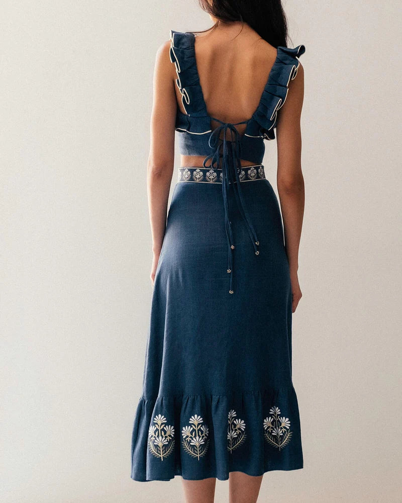 Rose Water House Malika Bustier Top Blue