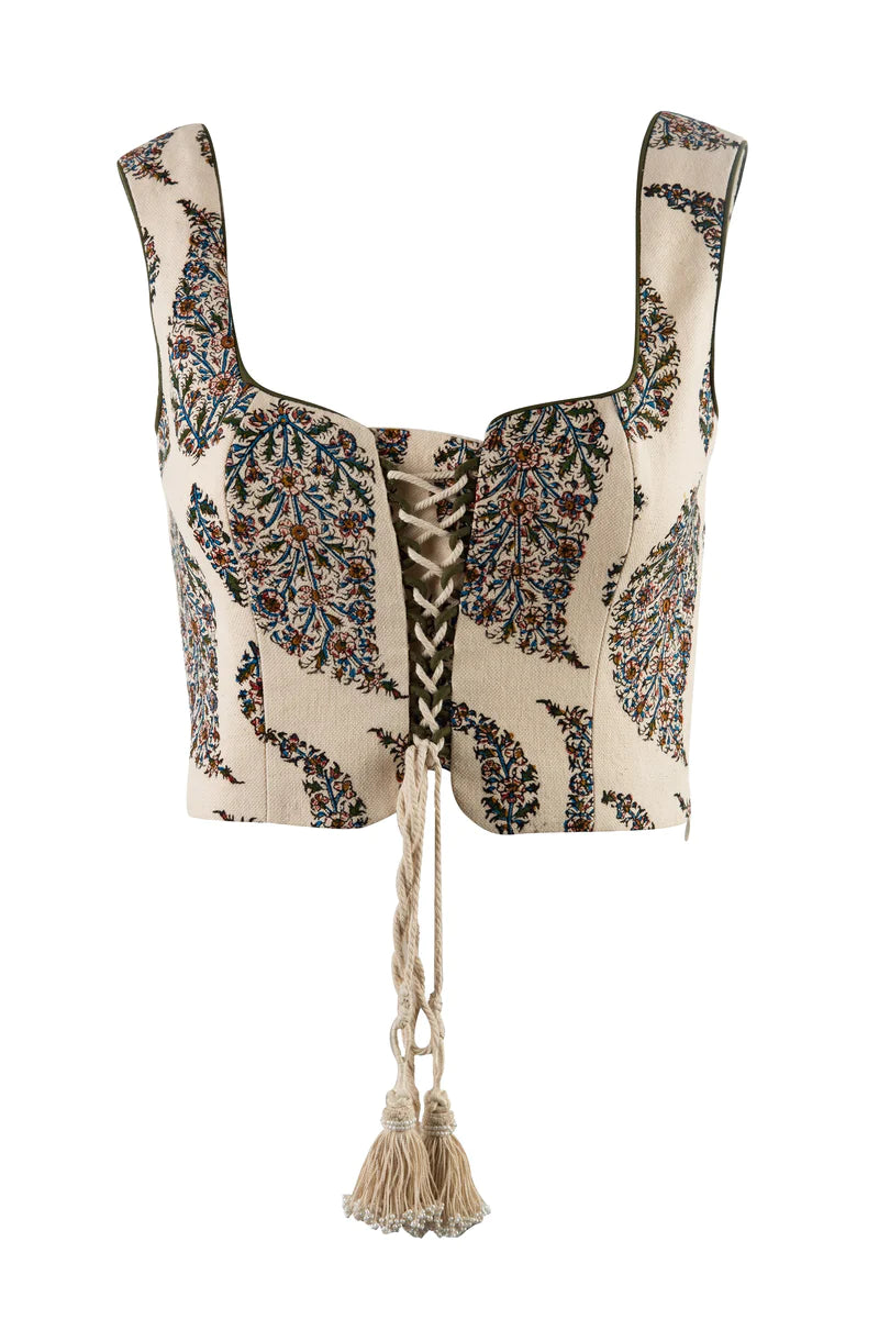 Rose Water House Shalimar Bustier Ghalamkar Print