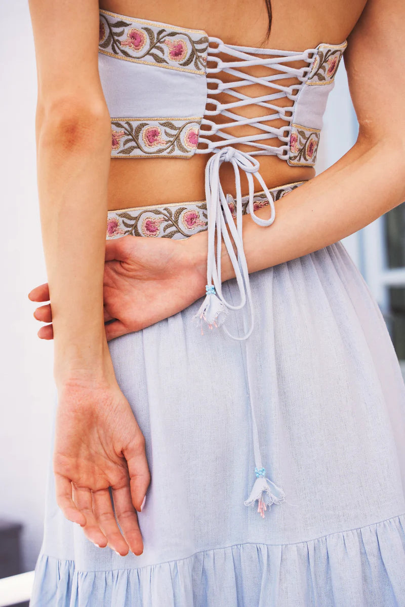 Rose Water House Carnation Crop Top Blue/Pink
